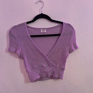 Cotton On Purple Ribbed Wrap Blouse